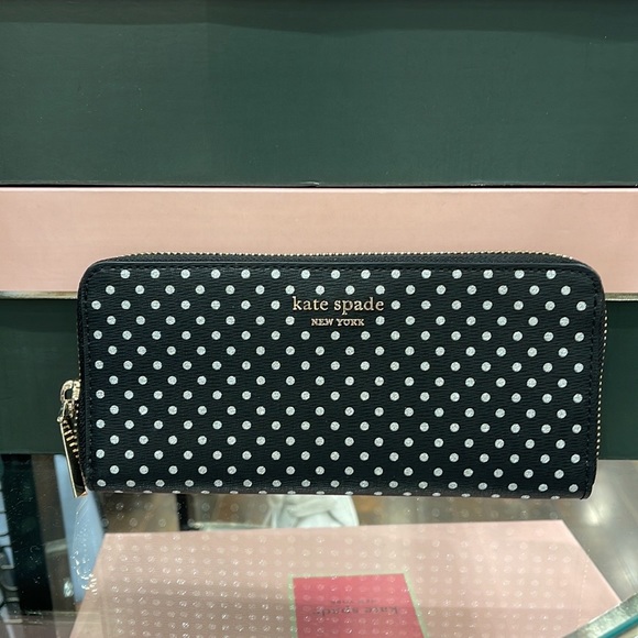 Kate Spade Spencer Metallic Dot Slim Continental Wallet in Black Multi k4546 - Picture 11 of 16